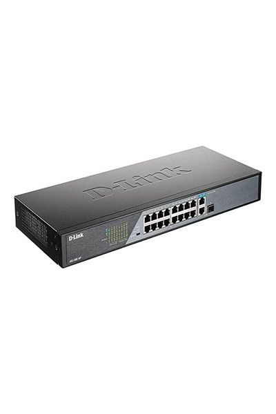 D-Link مفتاح مراقبة غير مُدار مزود بـ 18 منفذًا 10/100BASE-TX PoE أسود