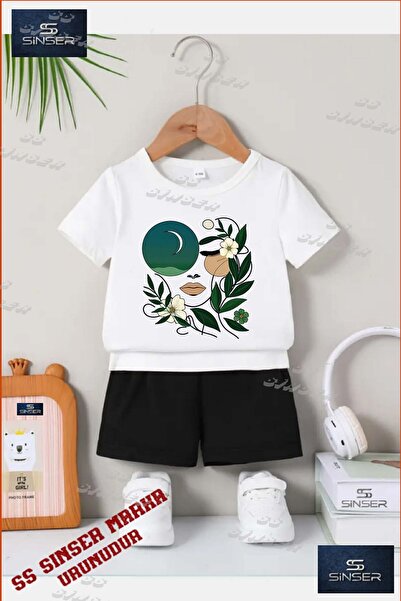 SS SİNSER تي شيرت للأطفال للجنسين "CICEKTEN GREEN GIRL YUZU" مطبوع خاص برقبة ...