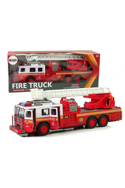 REBELS Fire Truck Toy with Friction Mechanism, Lights, Sounds, Ladder, and Opening Doors