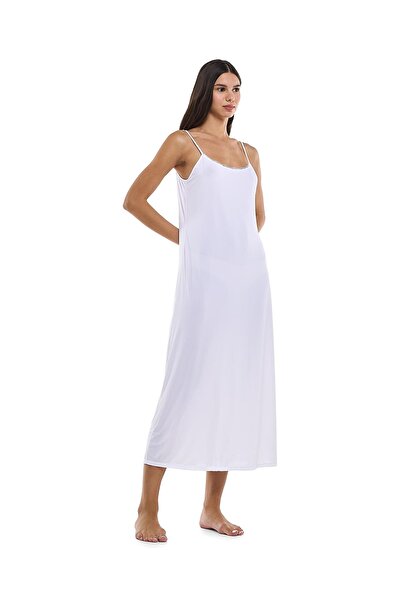 R&B Lace Trim Strappy Nightgown with Scoop Neck