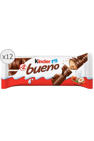 kinderkr Kinder Bueno chocolate bar pack, 12 pieces, 24 bars, 516g