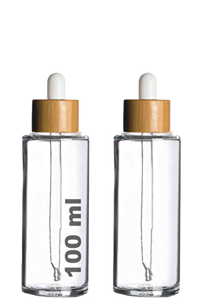 Afracam 100 ml Şeffaf Cam Damlalıklı Serum Şişesi 100 Cc Bambu Kapaklı Ahşap ...