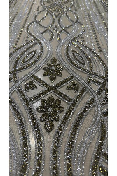 SEDRA TEKSTİL Simli Taş İşlemeli Lüks Abiye Kumaş Gelinlik, Nişanlık, Gece El...