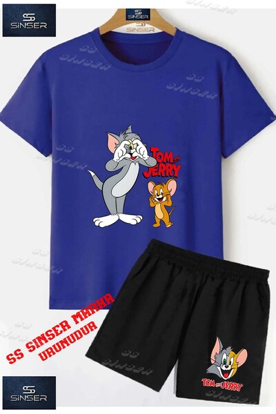 SS SİNSER Child Unisex “Tom and Jerry Hands Heart“ Custom Printed Crew Neck T...