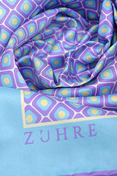 Zühre Patterned Polyester Twill Scarf 0077 V1