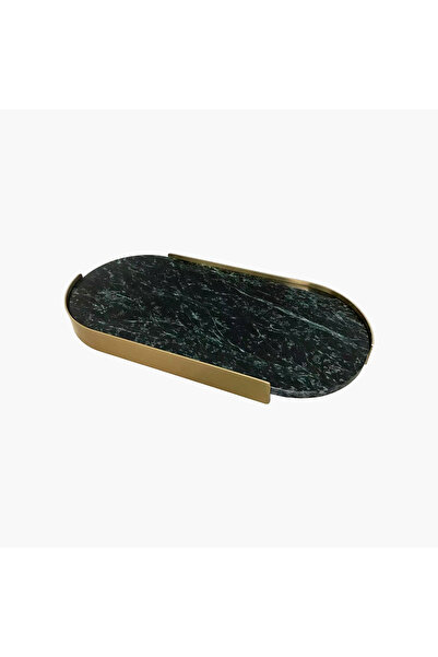 JASMIN CONCEPTS Mermer&Metal Oval Tepsi Yeşil M 40X20.5X5cm