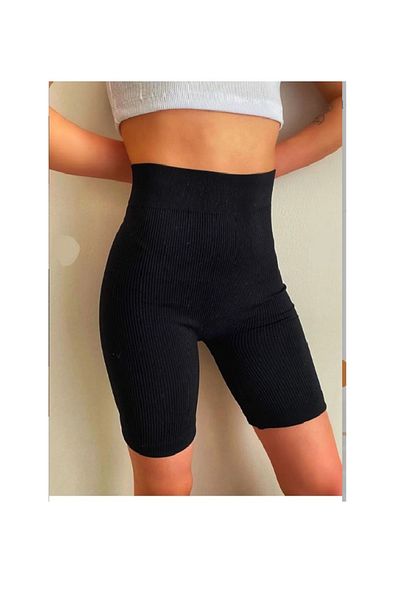 Yüzde Dört High Waist Women's Gathering Leggings Sports Leggings, Outer Wear Short Leggings