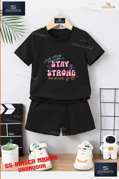 SS SİNSER Tricou cu gât rotund cu imprimeu special „STAY STRONG PINK WRITING“...