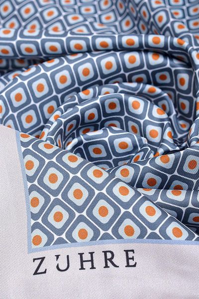 Zühre Patterned Polyester Twill Scarf 0077 V8