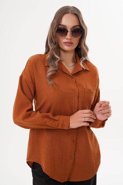 ŞİMAL Kadın Tek Cep Detaylı Oversize Gömlek 255145 -