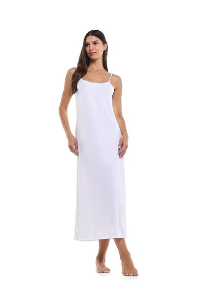 R&B Lace Trim Strappy Nightgown with Scoop Neck