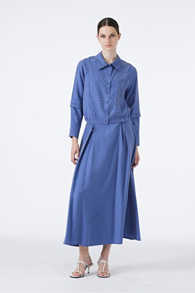 Zühre Stone Embroidered Blue Double Suit Tk-1469