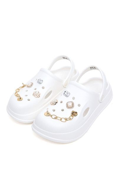 R&B Ivory WoMen's's Jibbitz Slingback Clogs