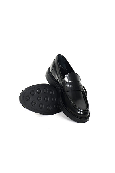 Tuna Hakiki Açma Deri Siyah Loafer Erkek Ayakkabı - EVA Taban - E04038