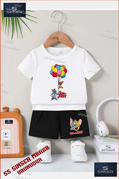 SS SİNSER Children's Unisex “Tom and Jerry with Balloon“ Custom Printed Crew ...