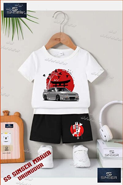 SS SİNSER Kids Unisex “Car Tokyo Red Circle on It“ Custom Printed Crew Neck T...