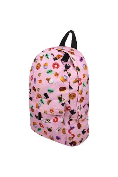 Rainbow School Backpack with candy and cat print, 40x30x10 cm, Pink