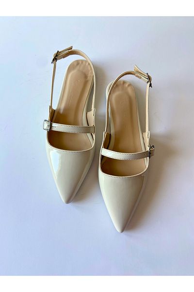 Odie Collection Women's Single Strap Buckle Pointed Toe Patent Leather Ballerinas