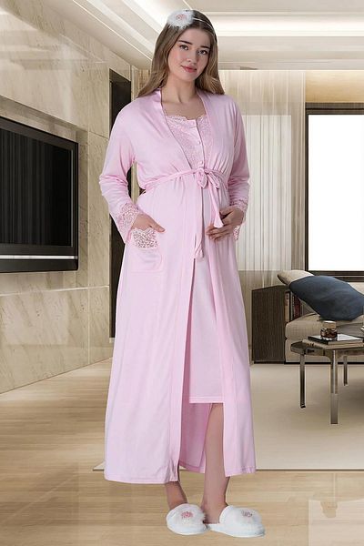 Mavelle Women's Lace Detailed Maternity Maternity Nightgown Set 6005