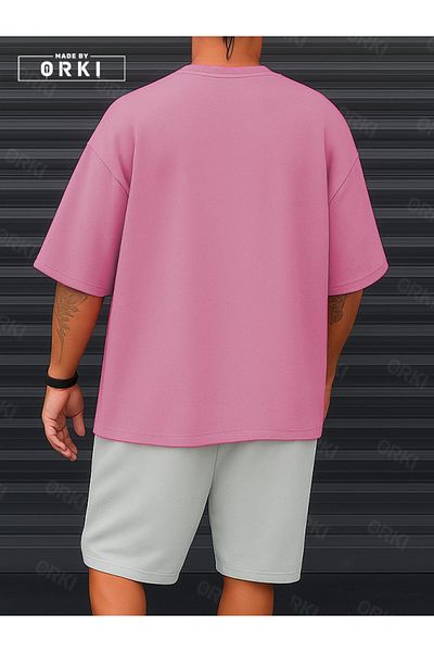 EFFRENATU Orki Trust Issue – Oversize Men's Streetwear Pink T-Shirt & White Shorts Set