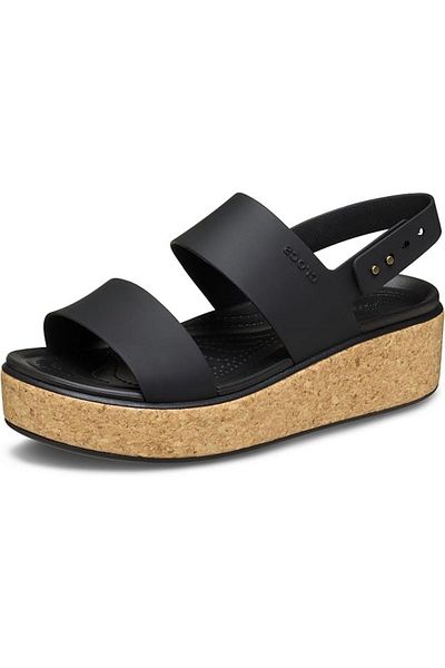 Crocs صندل بروكلين كورك ذو الكعب المنخفض باللون الأسود للنساء