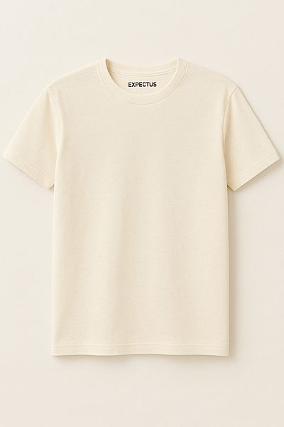 Expectus Unisex Basic White T-Shirt – 100% Cotton Short Sleeve Comfortable Fit