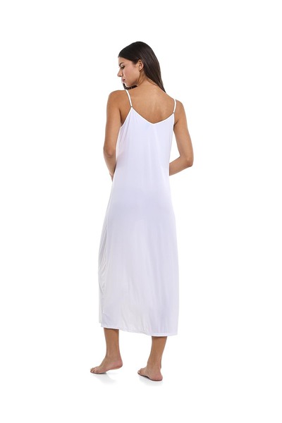 R&B Lace Trim Strappy Nightgown with Scoop Neck
