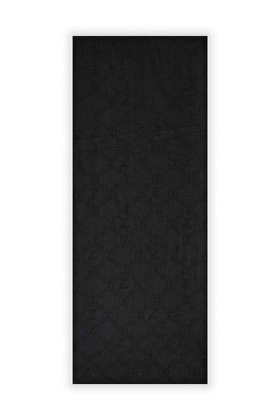 Zühre Monogram Patterned Black Greenhouse Shawl 0021