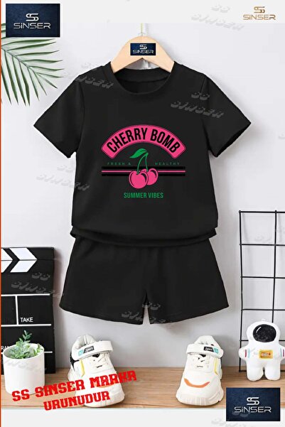 SS SİNSER تي شيرت للأطفال للجنسين "KIRAZ CHERRY BOMB WRITTEN" مطبوع حسب الطلب...