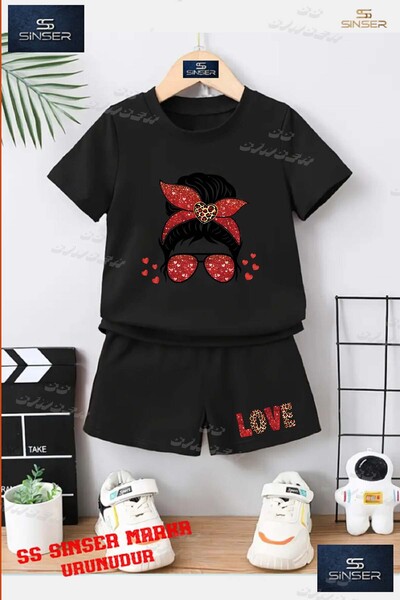 SS SİNSER تي شيرت للأطفال للجنسين "GOZLUKLU GRIL RED LEOPARD PATTERN" مطبوع ح...