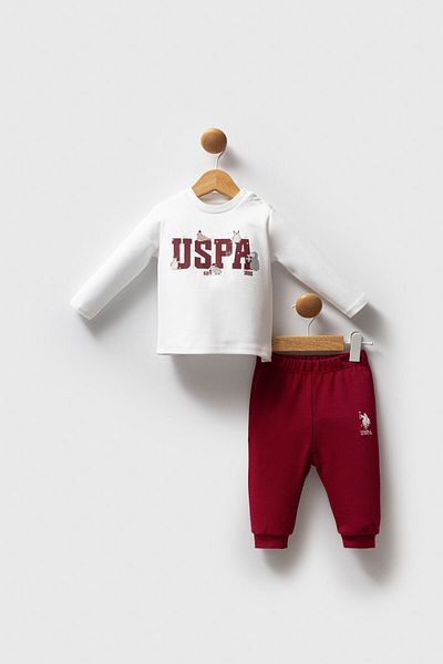 U.S. Polo Assn. U.S. Polo Assn Baby Boy Burgundy Baby Sets