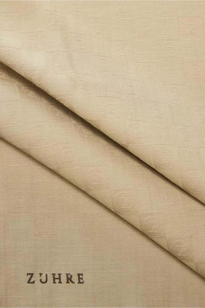 Zühre Monogram Patterned Beige Seher Shawl 0106