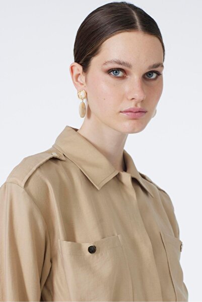Zühre Beige Combination Suit with Belted Pocket Detail Tk-1260