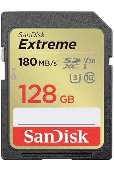 SanDisk 128GB Extreme SDXC Card + RescuePRO Deluxe, Up to 180MB/s, UHS I, Class 10, U3, V30