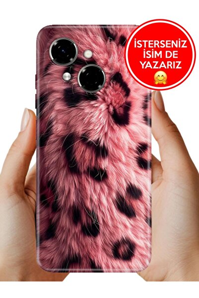 TECNO Spark Go 1 2025 Kılıf Desenli Şeffaf Kılıf Üzeri Silikon Pembe Çitah