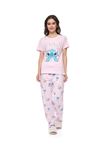 R&B Baby Pink WoMen's's Stitch Print Pyjama Set