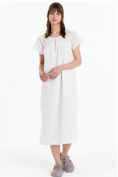 Kyron Women's 100% Cotton Nightgown / Fisto and Garnil Detail / Different Color Options