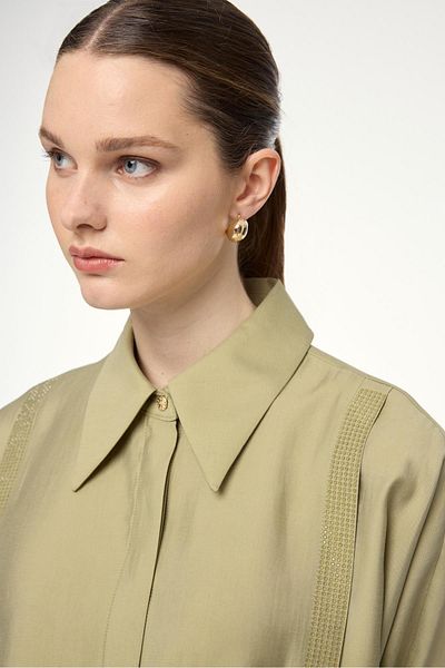 Zühre Shirt Collar Green Double Suit Tk-1532