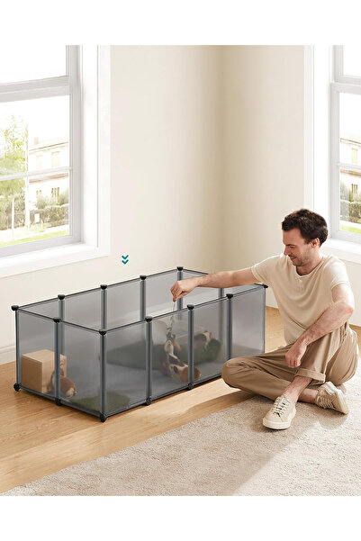 SONGMICS Țarc modular pentru animale mici, ABS, configurabil, 125x63x42 cm, gri