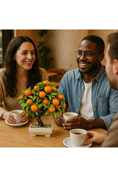 Eva Dekor شجرة الماندرين المزخرفة - مظهر طبيعي. شجرة الماندرين المكتبية بالفواكه