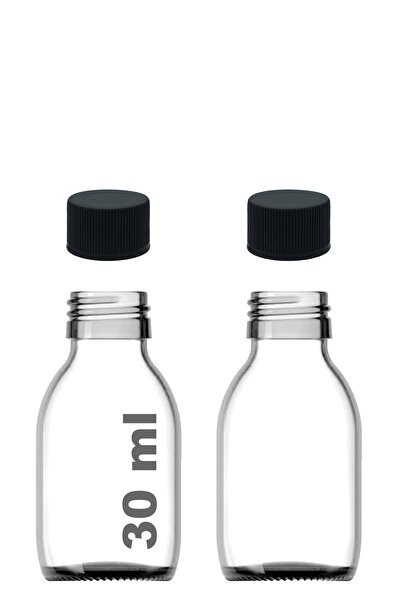 Afracam 30 ml Şeffaf Kilitsiz Siyah Kapak Shot Şişesi 30 Cc Ginger Şat Beyaz ...