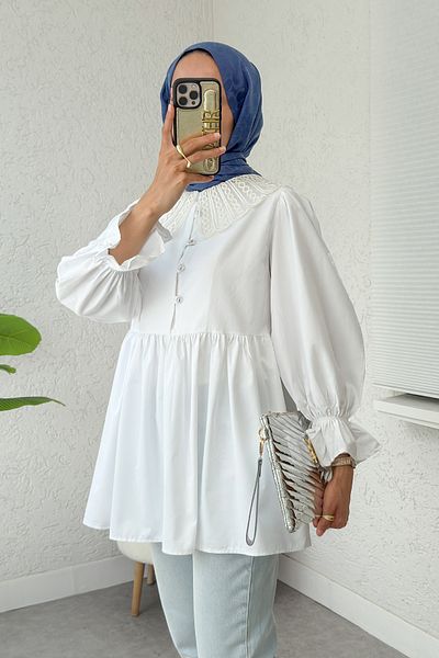 Salih Çelebi Baby Collar Tunic 23451 - ΛΕΥΚΟ