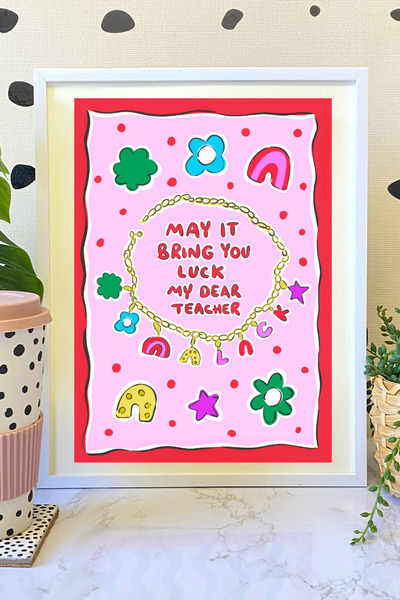 Hello Melody Design Imprimare „LUCKY TEACHER” din Colecția de Imprimare - Cadru Alb