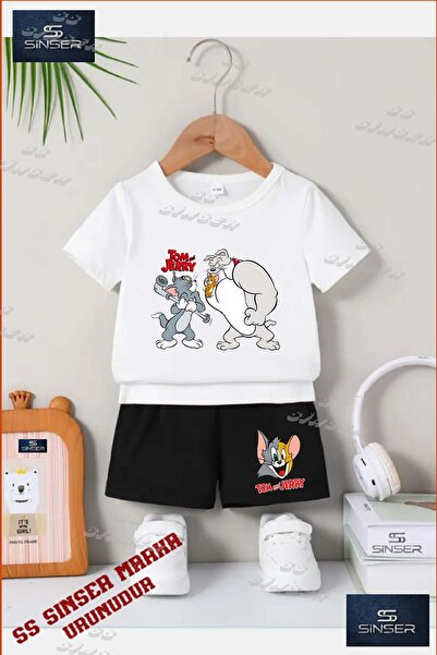 SS SİNSER Children's Unisex “Tom and Jerry with Dog“ Custom Printed Crew Neck...