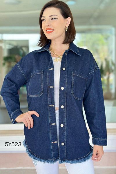 İnce Topuk Tasseled Denim Jacket 5Y523