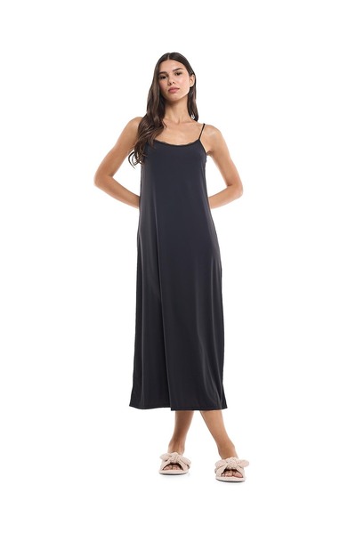 R&B Lace Trim Strappy Nightgown with Scoop Neck