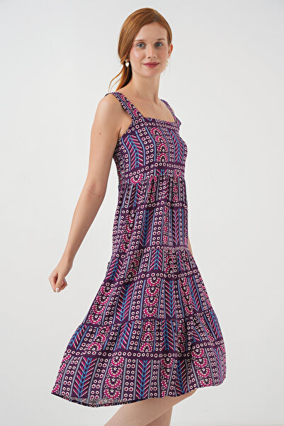 Bigdart Γυναικείο φόρεμα μίντι με σχέδιο 2577 - Μωβ