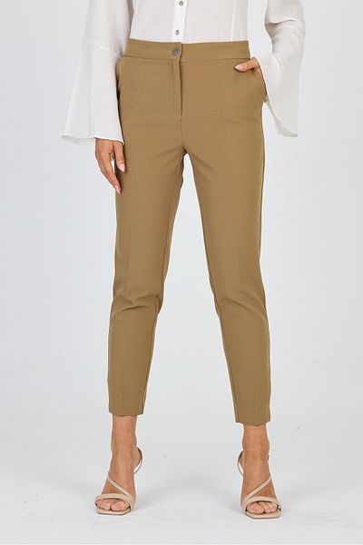 Zühre Narrow Leg Fabric Trousers Mink P-0024