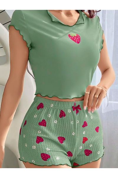 BALDOMERO Women's Strawberry Patterned Nightgown Set