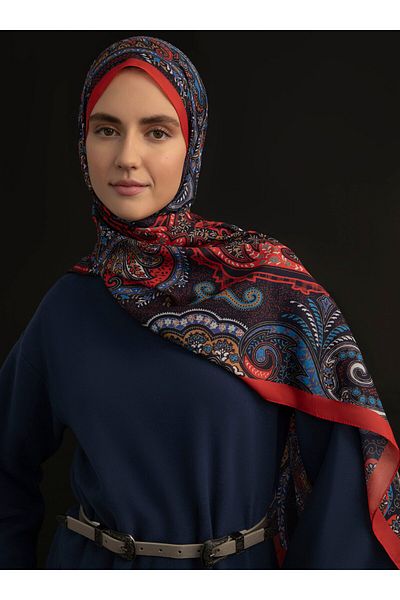 Tuva Ethnic Patterned Soft Shawl - Multicolored -
